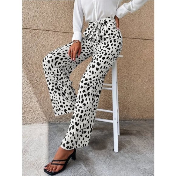 private label Pants - Leopard Print Wide Legged Pants